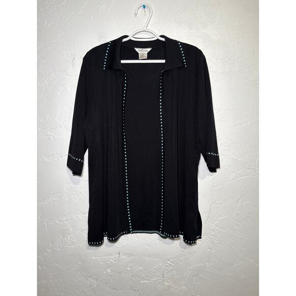 Misook black open front blazer womens 1X career office business professional - Picture 1 of 7